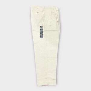 Roundtree & Yorke Men's 36x30 Natural Linen Cotton Dress Pants Cuffed New